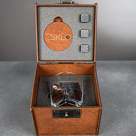 Люкс Leo склянка для віскі з кулею в дерев'яній коробці.