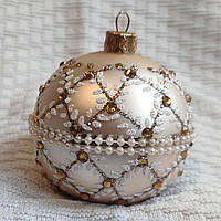 Новорічна куля скляна "Листочки дрібні" 60 мм