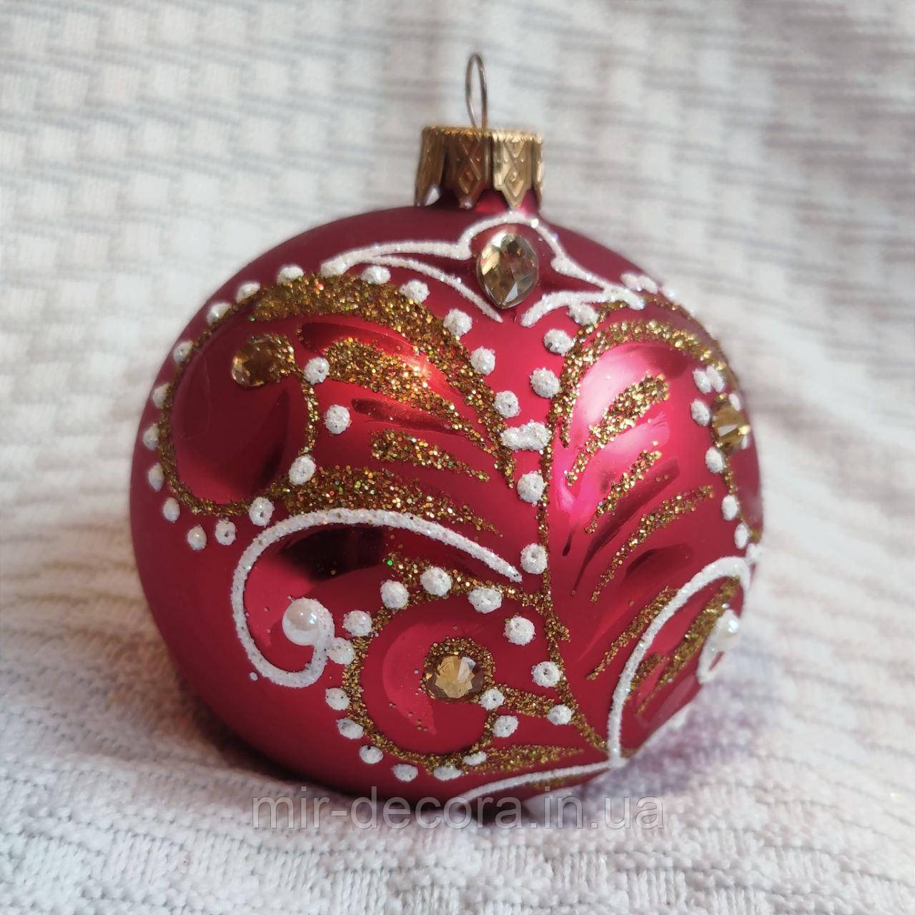 Ялинкова куля зі скла 80 мм "Зиґзаґ", фото 1