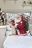 Наволочка Новорічна на подушку 45х45 см, гобелен із золотим люрексом, фото 3