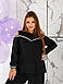 Женский черный трикотажный костюм большого размера plussize 50-56 широкие брюки палаццо и свободная кофта, фото 2