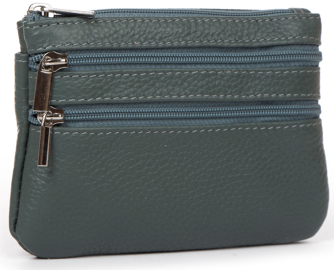 Гаманець косметичка ключниця жіночий шкіряний синій матовий на блискавці малий Cosmetic Bag A-00141