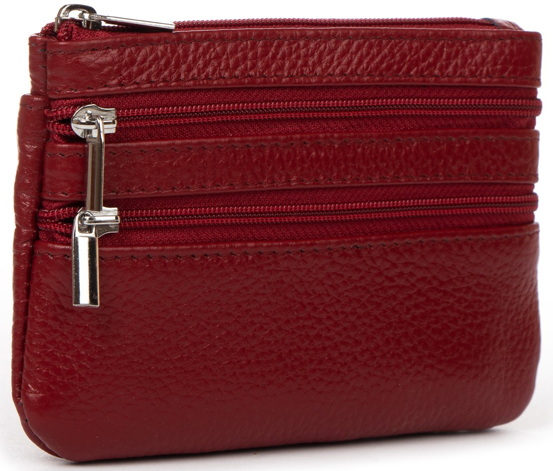 Гаманець косметичка ключниця жіночий шкіряний бордовий матовий на блискавці малий Cosmetic Bag A-00141