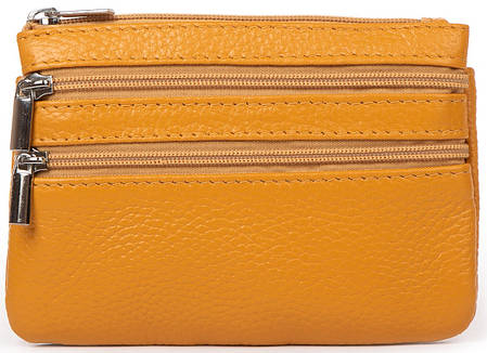 Гаманець ключниця косметичка жіночий шкіряний жовтий один відсік і дві кишені на блискавці 13x9,5x2 см A-00141, фото 1