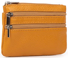 Гаманець ключниця косметичка жіночий шкіряний жовтий один відсік і дві кишені на блискавці 13x9,5x2 см A-00141, фото 2