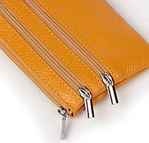 Гаманець ключниця косметичка жіночий шкіряний жовтий один відсік і дві кишені на блискавці 13x9,5x2 см A-00141, фото 4