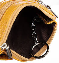 Гаманець ключниця косметичка жіночий шкіряний жовтий один відсік і дві кишені на блискавці 13x9,5x2 см A-00141, фото 5