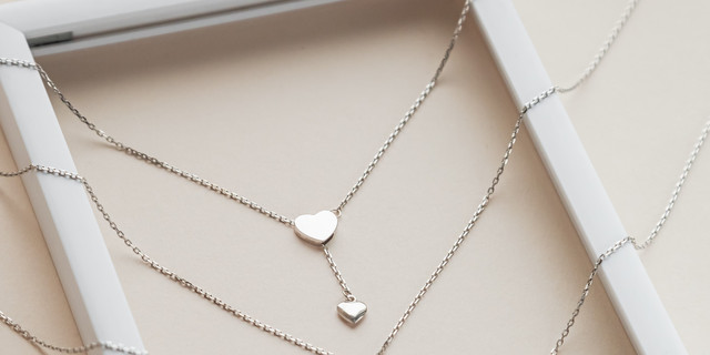 кольє срібне сердечко протяжка