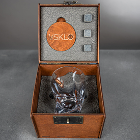 Люкс Leo склянка кришталева для віскі з кулею в дерев'яній коробці.