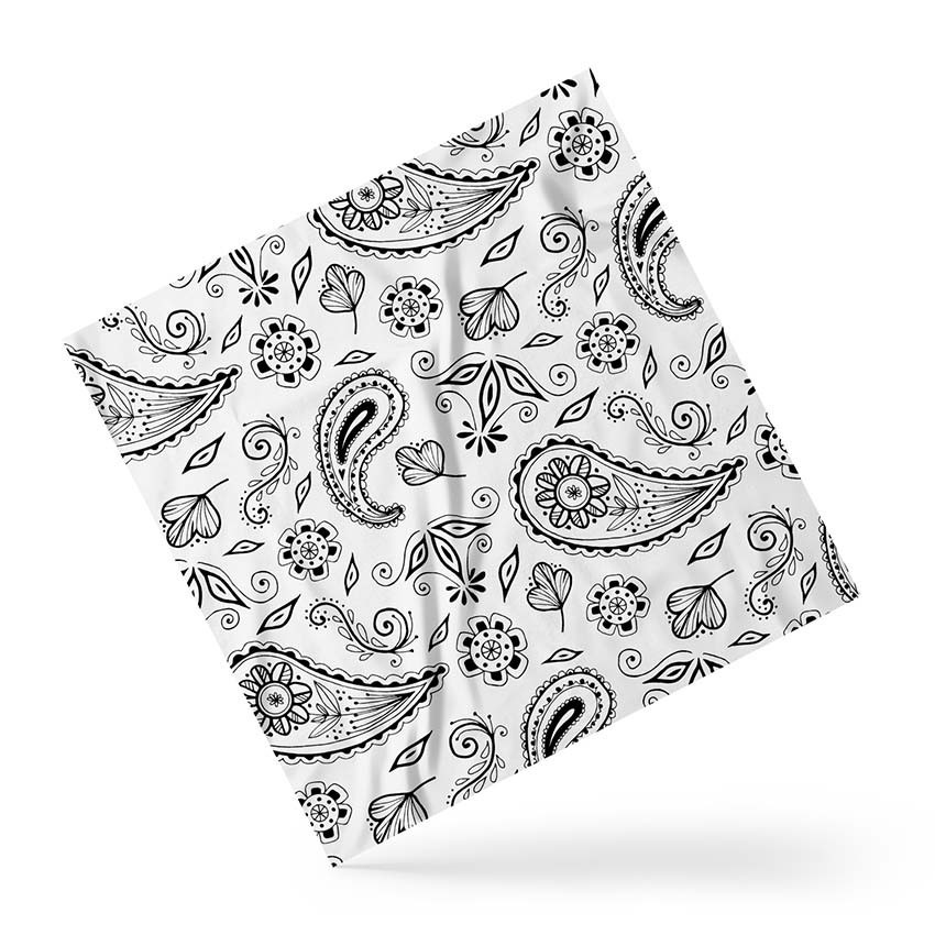 Хустка на голову і шию «Турецький огірок. Біла. Turkish cucumber. White»