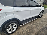Бічні пороги Maydos V2 на Ford Escape 2013-2019 Пороги майданчика Форд Ескейп із чорною листовою 2 шт., фото 2