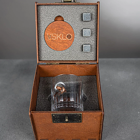 Люкс Leo склянка гранована кришталева пряма для віскі з кулею в дерев'яній коробці.