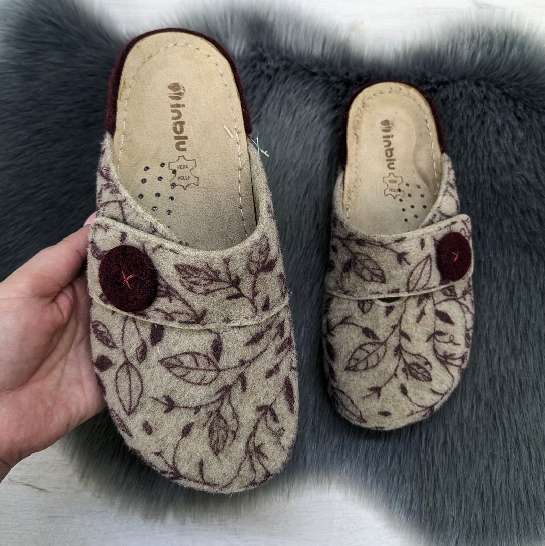 Капці домашні жіночі Inblu пісочні фетрові на широку ногу 4661, фото 1