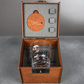 Люкс Leo склянка гранована кришталева конусний для віскі з кулею в дерев'яній коробці.