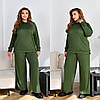 Жіночий ангоровий прогулянковий костюм: кофта з коміром стійкою та широкі штани, батал великі розміри, фото 6