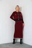 Костюм жіночий із спідницею бордовий