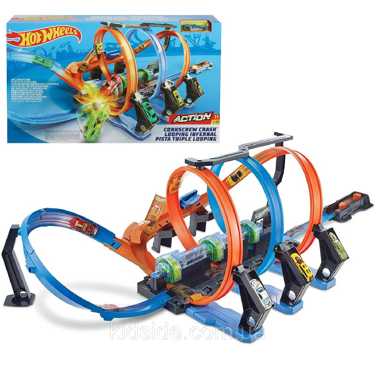 Hot Wheels FTB65 Corkscrew Crash Хот Вілс Трек Швидкісна гонка Віражі, фото 1