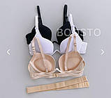 Вишуканий чорний бюстгальтер з push-up, бюстгальтер для глибокого декольте, фото 4