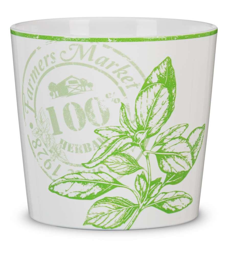 Кашпо для квітів Scheurich "Herbs" 14", білий із малюнком, фото 1