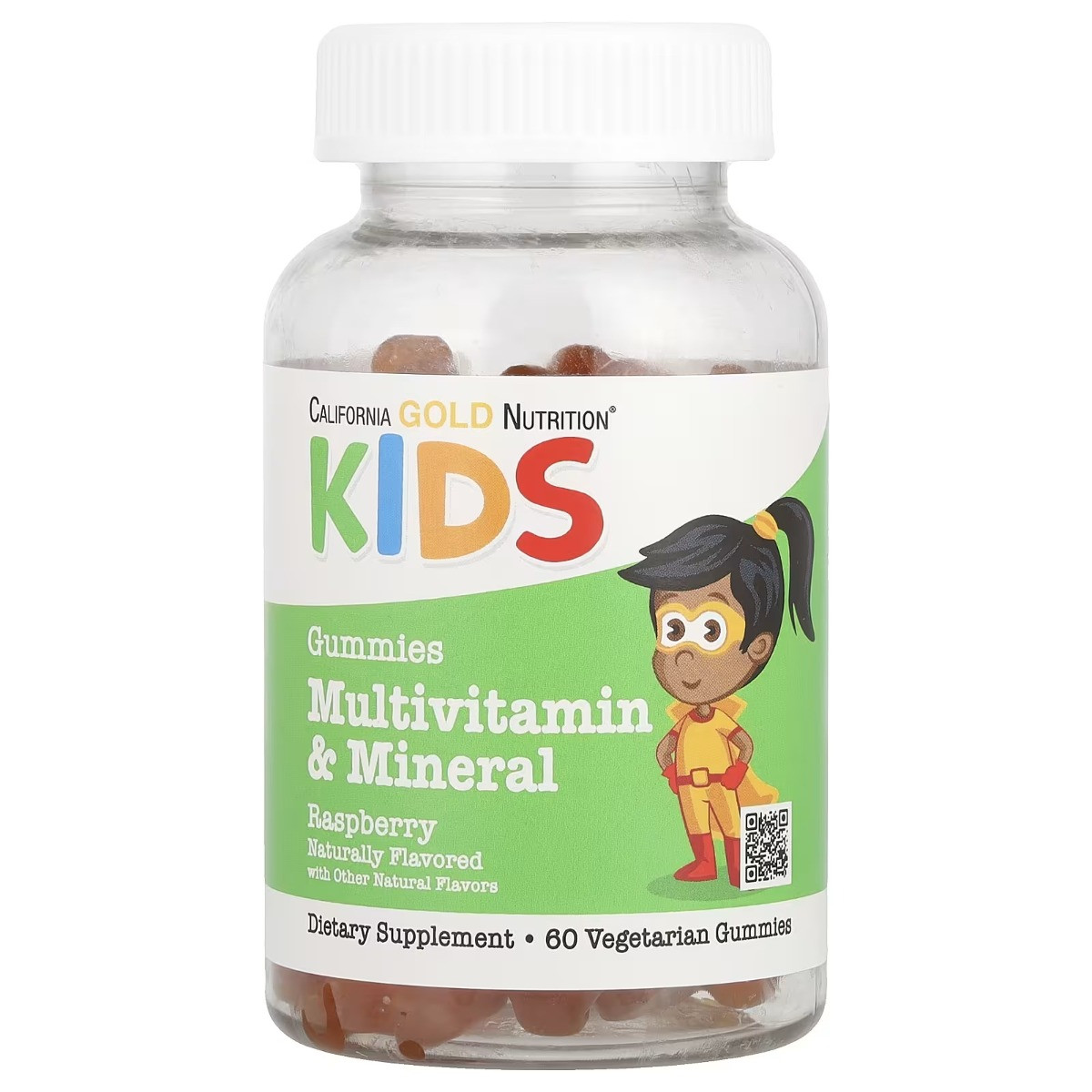 Мультивітаміни та мінерали для дітей без желатину, смак малини, Multivitamin&Mineral For Children, California