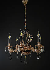 Люстра-свічка з кришталевими підвісками 6 ламп Е14 метал золото/чорний 63х115 см, фото 3