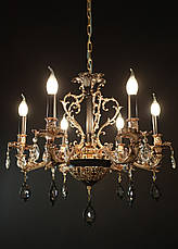 Люстра-свічка з кришталевими підвісками 6 ламп Е14 метал золото/чорний 63х115 см, фото 5