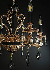 Люстра-свічка з кришталевими підвісками 6 ламп Е14 метал золото/чорний 63х115 см, фото 4