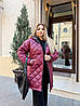 Тепла жіноча стьобана в ромбик куртка на блискавці з глибоким капюшоном, батал великі розміри, фото 9