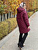 Тепла жіноча стьобана в ромбик куртка на блискавці з глибоким капюшоном, фото 9