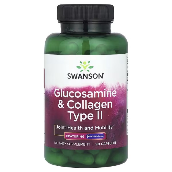 Глюкозамін + колаген 2 типу, 90 капс здоров'я суглобів молодість шкіри Swanson США, фото 1