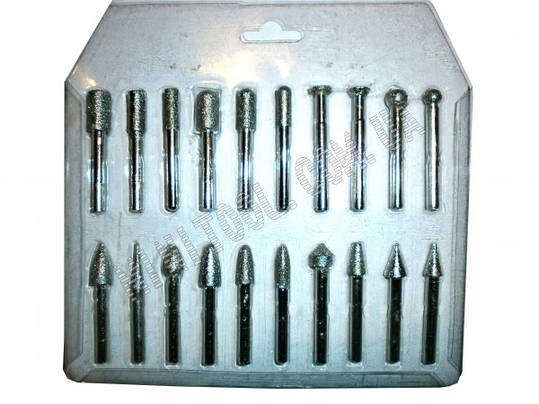Набір алмазних шарошок 6mm X 60mm 20шт (велика фр-я), фото 2