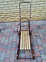 Санки "Королівські" дитячі з переставною ручкою штовхачем та мотузкою дизайн 2024 колір фіолетовий