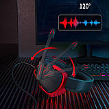 Геймерські навушники Kotion Each H-6 з підтримкою об'ємного звуку 7.1 (Чорно-червоний), фото 4