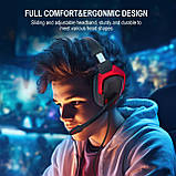 Геймерські навушники Kotion Each H-6 з підтримкою об'ємного звуку 7.1 (Чорно-червоний), фото 7