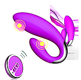 Подвійний вібратор із пультом, Вібратор для подвійної стимуляції, Вагінально-кліторальний стимулятор, Інтимні ігри, фото 8