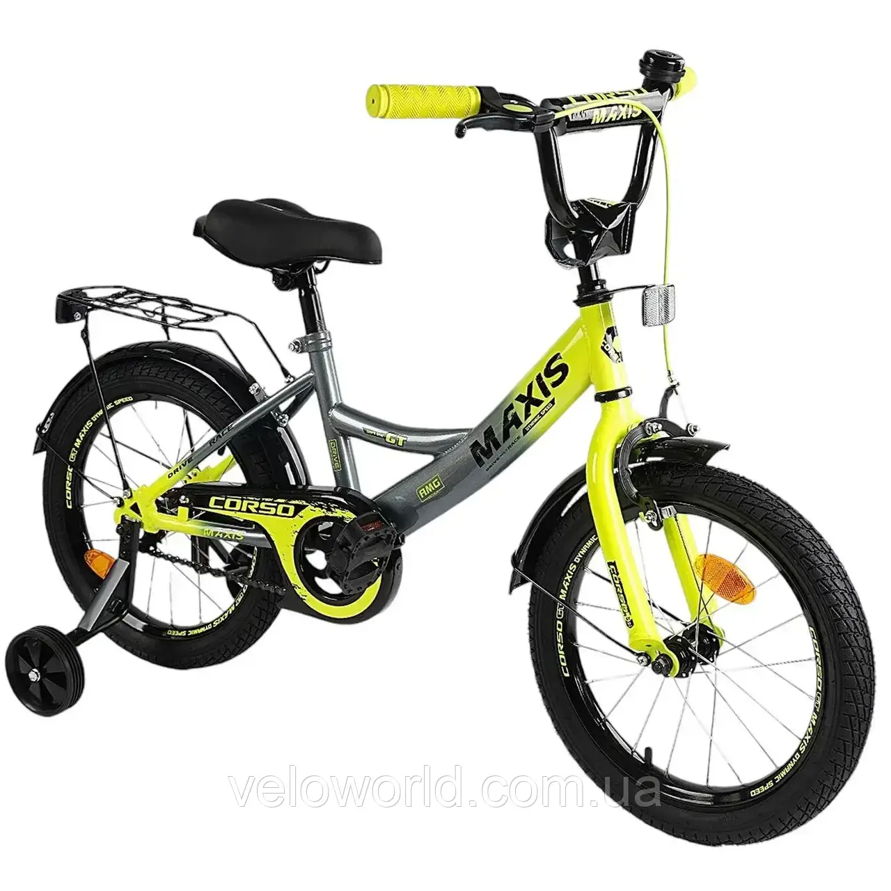 Дитячий двоколісний велосипед Corso Maxis 18" CL-18922 ручне гальмо, додаткові колеса, зібраний на 75%