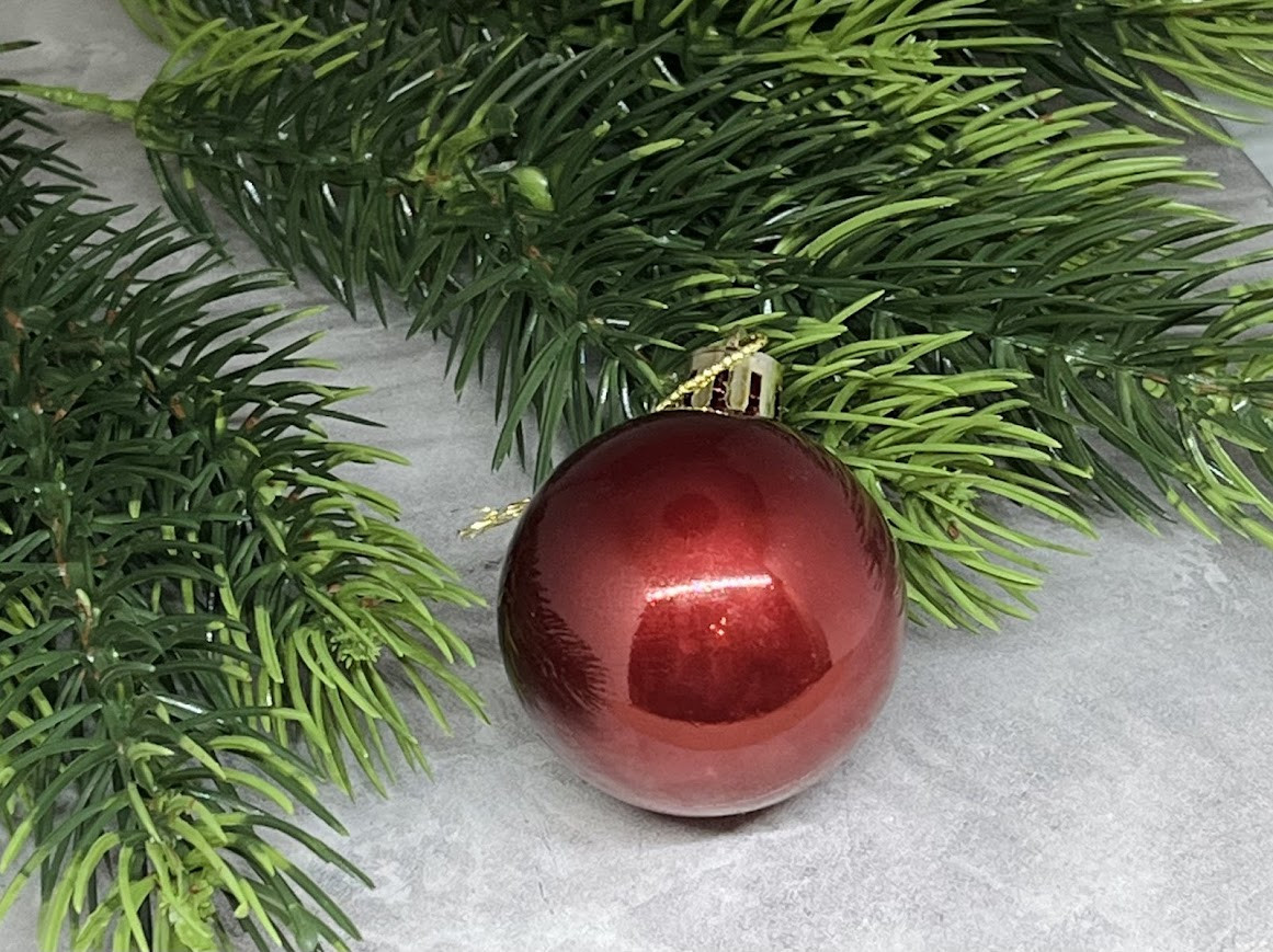 Новорічна куля блискуча d =4,5 см, колір бордовий, поштучно, Бордовий, фото 1