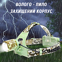 Ліхтар налобний акумуляторний водонепроникний потужний ліхтарик на голову CH-002M із зарядкою Type-C та зумом, фото 5