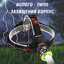Налобний ліхтар Police з оптичним зумом та водонепроникним корпусом T105 акумуляторний ліхтарик, фото 5