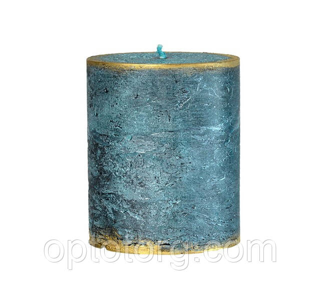 Свічка декоративна Rustic 70/90  бірюзовий металік, фото 1