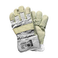 Утеплені робочі рукавиці "Reis" шкіряні зі свинячої м'якої шкіри з суцільною долонею, розмір 11