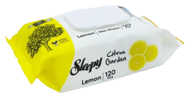 Вологі серветки Sleepy Citrus Garden з клапаном в асортименті, 120шт