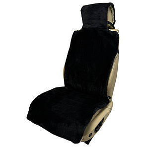 Хутряна накидка універсальний чохол - майка на переднє сидіння авто з овчини (Еко-хутро) чорна