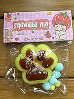 Іграшка Сквіш, Таба лапка Котика, антистрес (молочний + коричневий) без флока