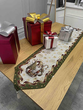 Доріжка-ранер гобеленовий різдвяний новорічний  декоративний 35*145 см Туреччина