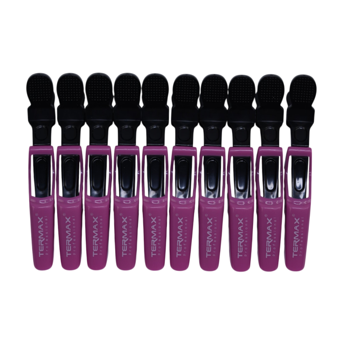 Набір затискачів для волосся Termax Professional Alligator Black & Pink, 10 шт (T-S01-PN), фото 1