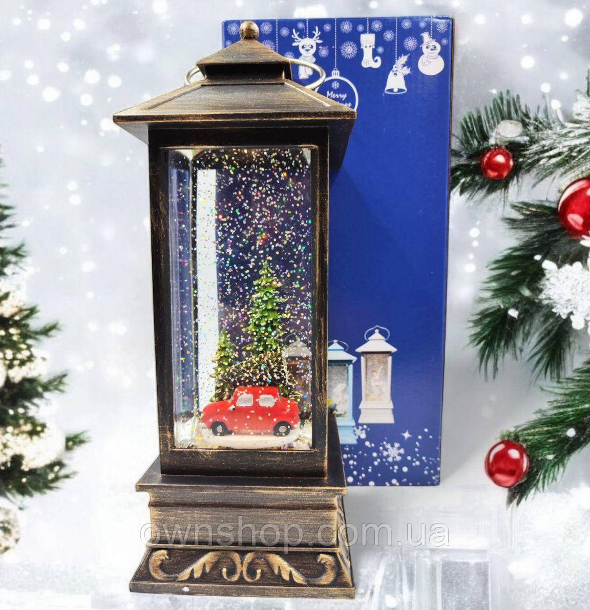 Музичний металевий новорічний ліхтарик-світильник 28 см №28F, фото 1