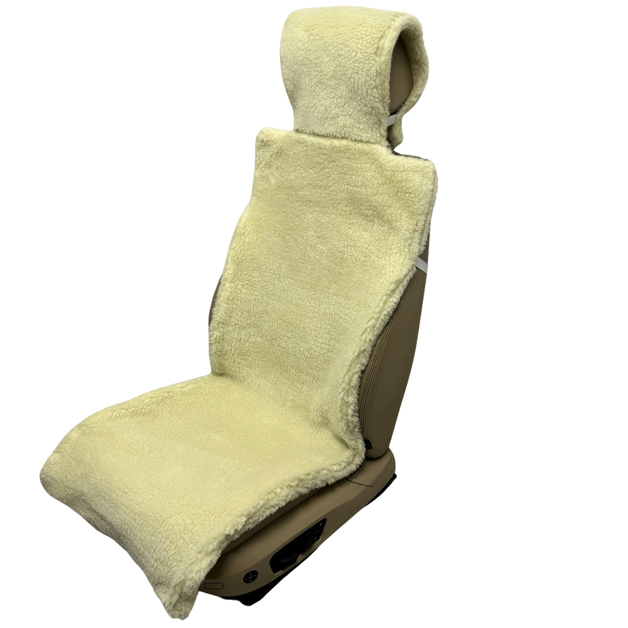 Хутряна накидка універсальний чохол - майка на переднє сидіння авто з овчини (Еко-хутро) лимонна