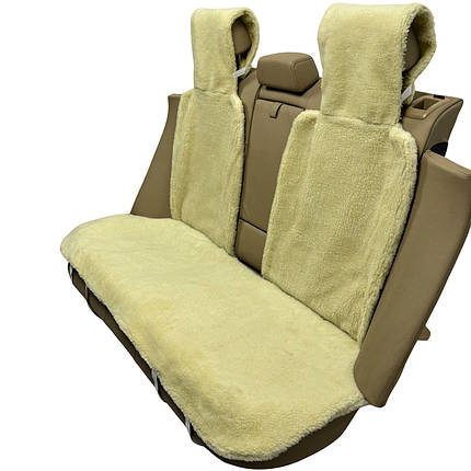 Універсальна Накидка чохол на сидіння автомобіля з овчини Sheepskin (Еко-шерсть) Задній комплект Лимонний 50, фото 1