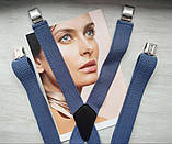 Чоловічі підтяжки подвійні Х-подібні світлий джинс, фото 2